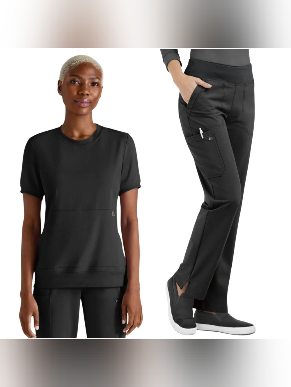 Uniform Advantage Easy Stretch Set Top & Pants Black XL NWT